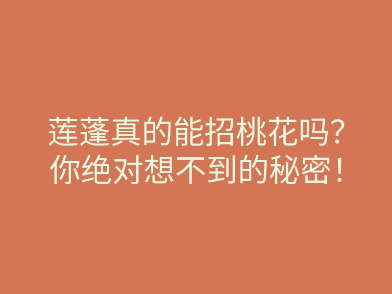 莲蓬真的能招桃花吗?你绝对想不到的秘密!