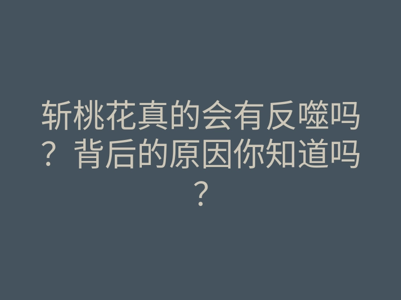 斩桃花真的会有反噬吗?背后的原因你知道吗?