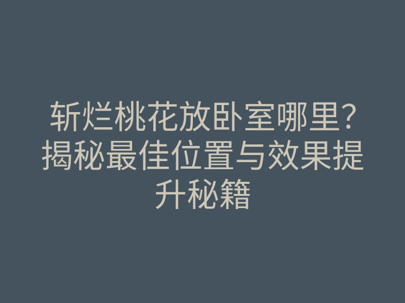 斩烂桃花放卧室哪里?揭秘最佳位置与效果提升秘籍