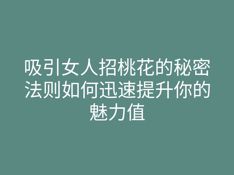 吸引女人招桃花的秘密法则如何迅速提升你的魅力值