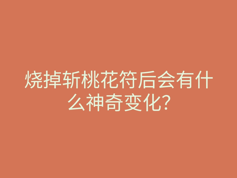 烧掉斩桃花符后会有什么神奇变化?