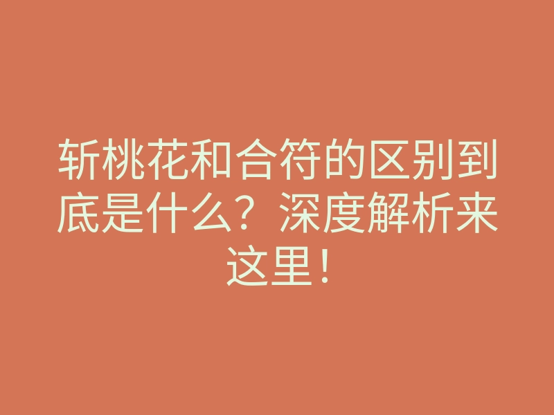 斩桃花和合符的区别到底是什么？深度解析来这里！