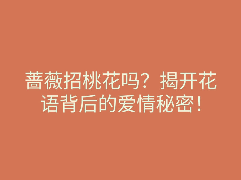 蔷薇招桃花吗?揭开花语背后的爱情秘密!