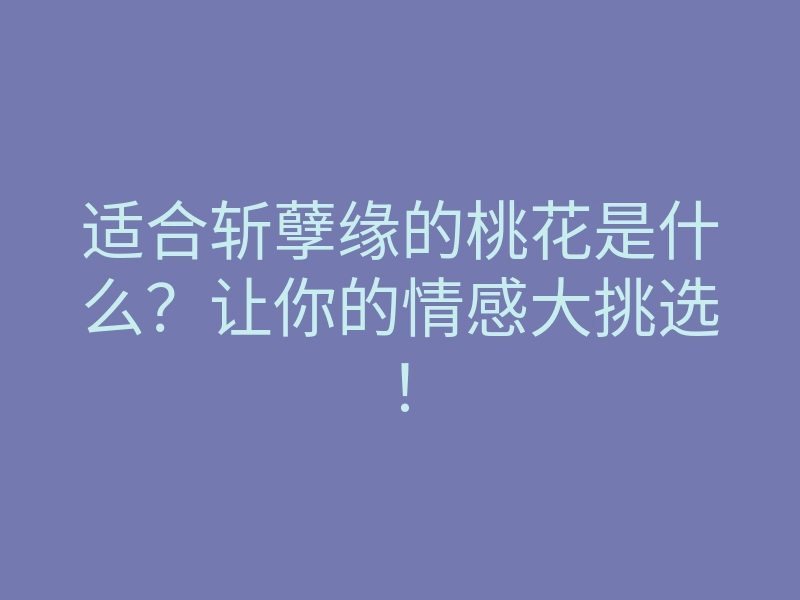 适合斩孽缘的桃花是什么？让你的情感大挑选！