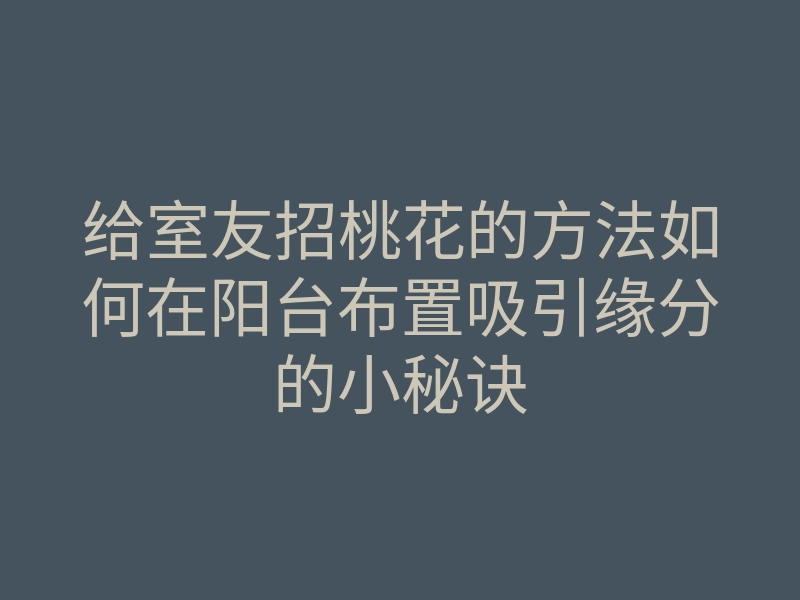 给室友招桃花的方法如何在阳台布置吸引缘分的小秘诀