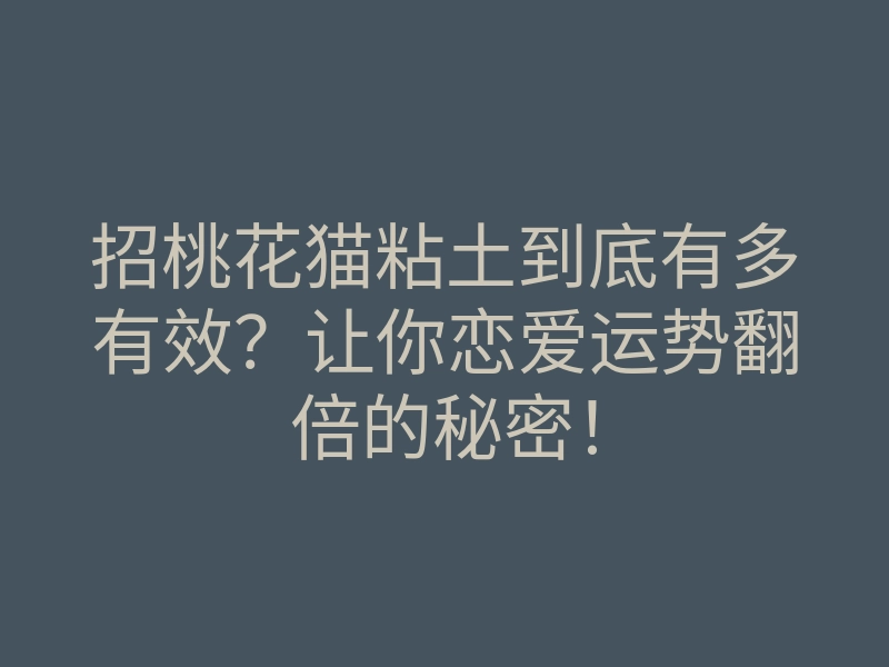招桃花猫粘土到底有多有效?让你恋爱运势翻倍的秘密!