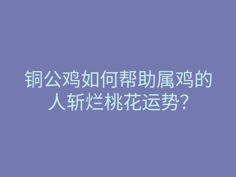 铜公鸡如何帮助属鸡的人斩烂桃花运势?
