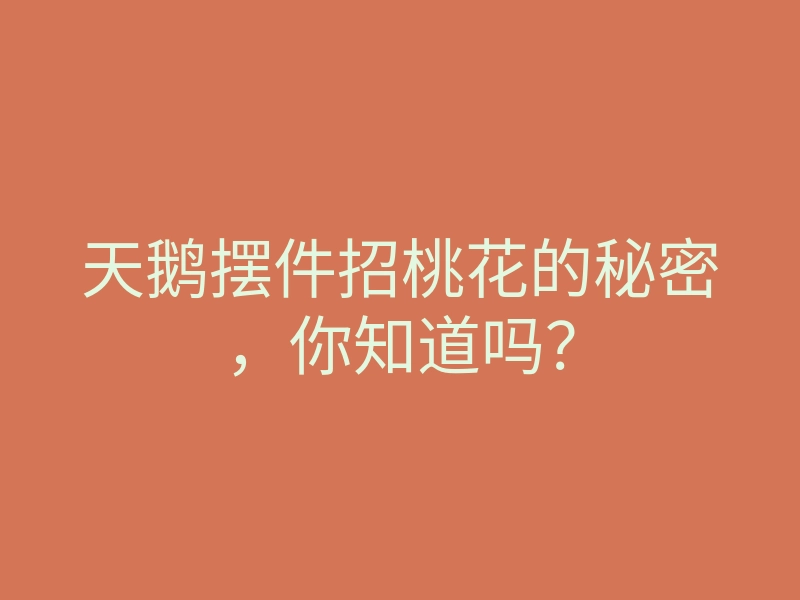 天鹅摆件招桃花的秘密,你知道吗?