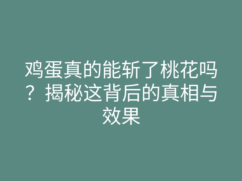 鸡蛋真的能斩了桃花吗？揭秘这背后的真相与效果