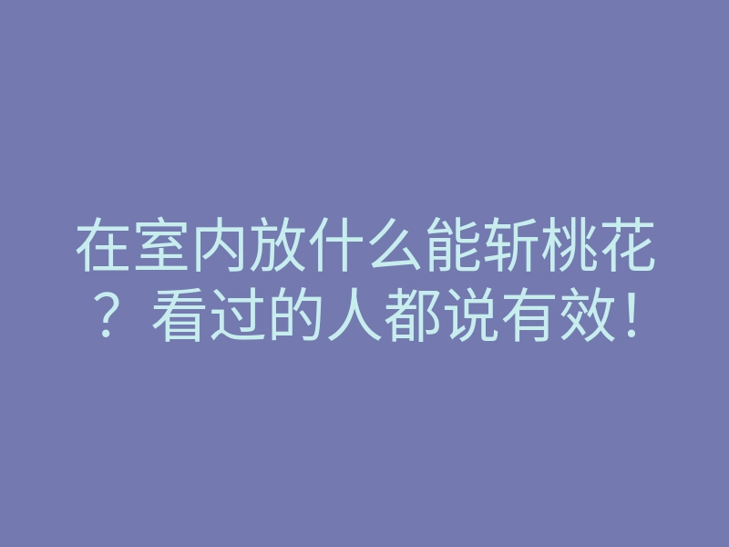 在室内放什么能斩桃花?看过的人都说有效!