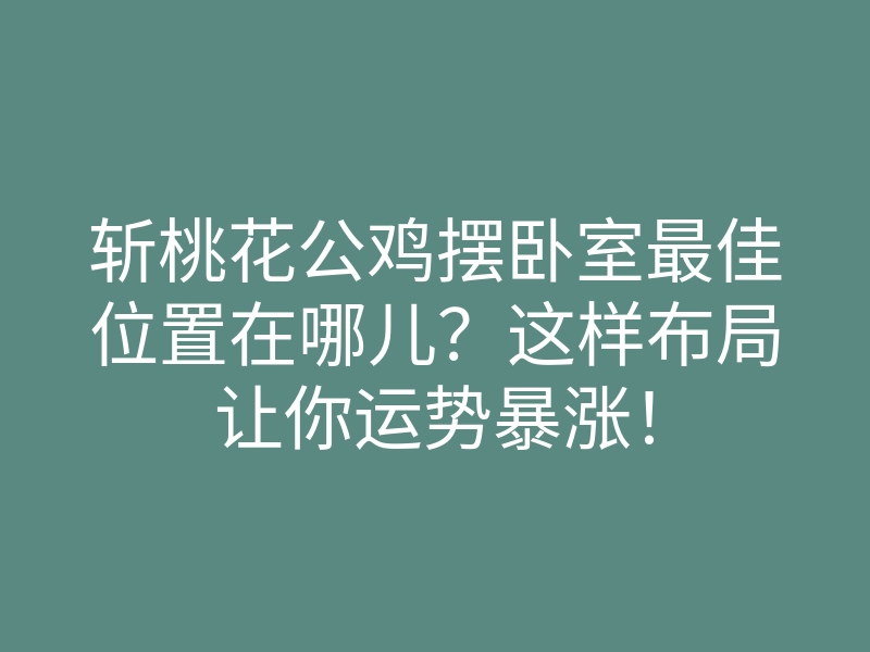 斩桃花公鸡摆卧室最佳位置在哪儿?这样布局让你运势暴涨!