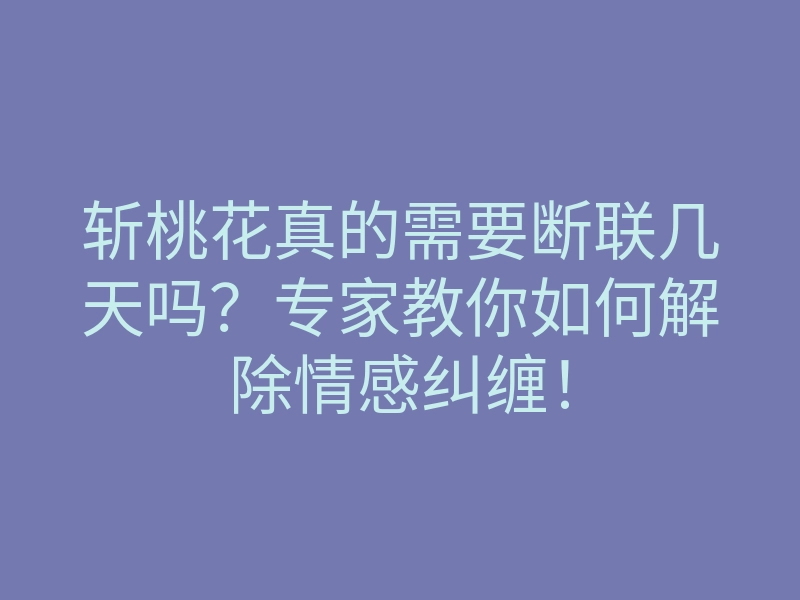斩桃花真的需要断联几天吗?专家教你如何解除情感纠缠!