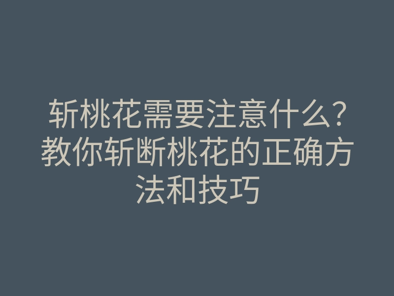 斩桃花需要注意什么?教你斩断桃花的正确方法和技巧