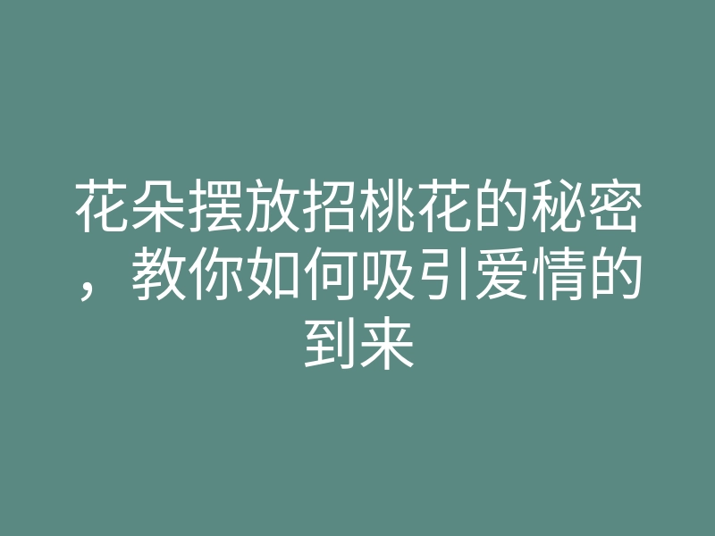 花朵摆放招桃花的秘密,教你如何吸引爱情的到来