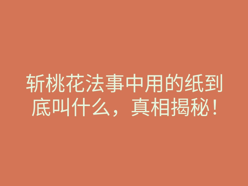 斩桃花法事中用的纸到底叫什么,真相揭秘!