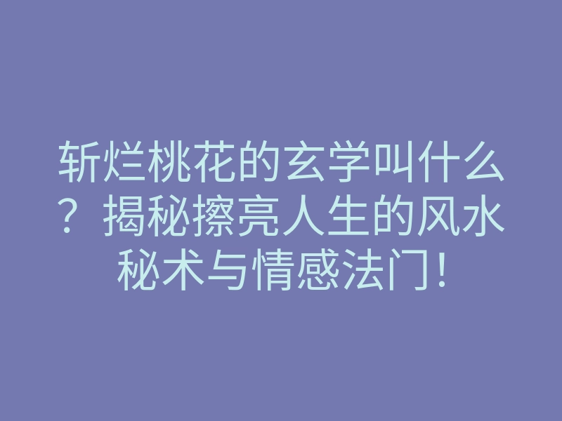 斩烂桃花的玄学叫什么?揭秘擦亮人生的风水秘术与情感法门!