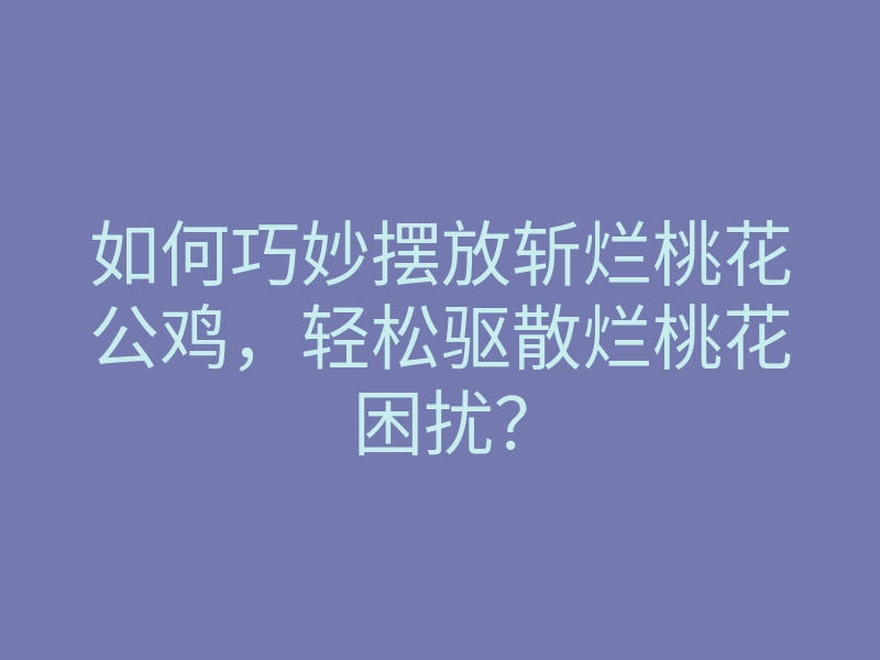 如何巧妙摆放斩烂桃花公鸡,轻松驱散烂桃花困扰?