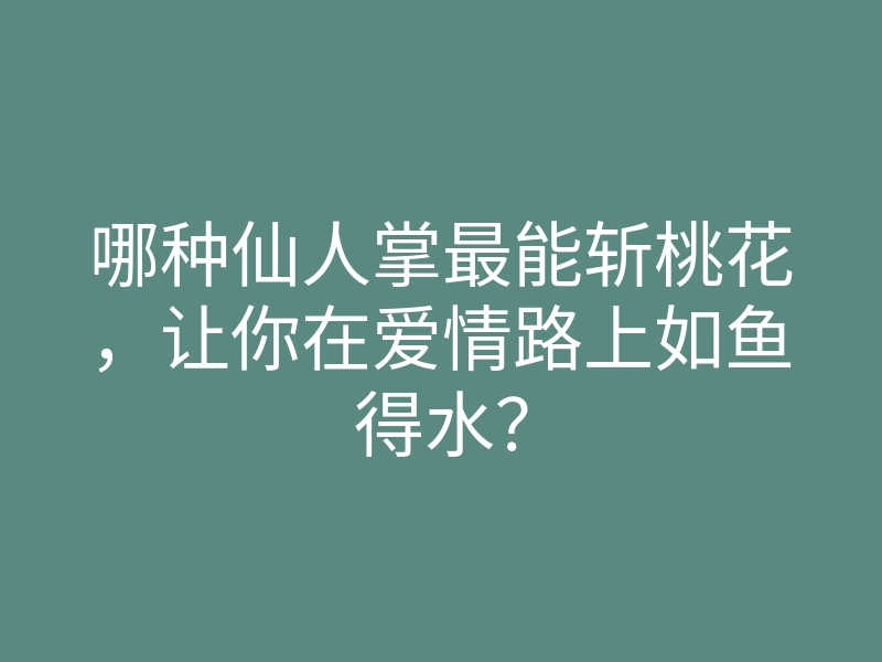 哪种仙人掌最能斩桃花,让你在爱情路上如鱼得水?