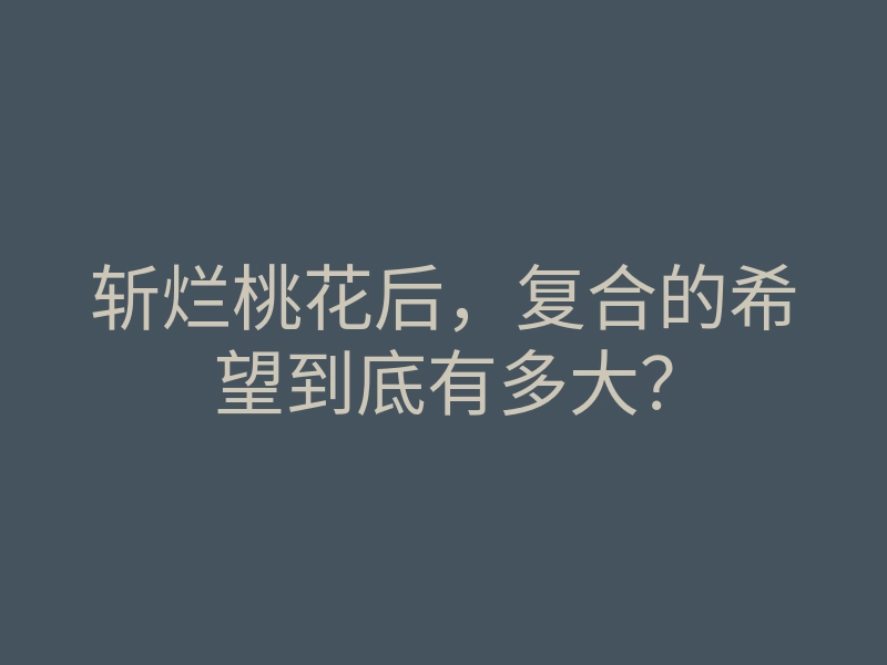斩烂桃花后,复合的希望到底有多大?
