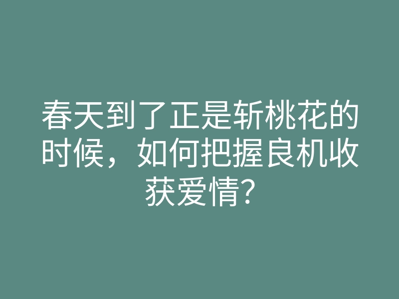 春天到了正是斩桃花的时候,如何把握良机收获爱情?