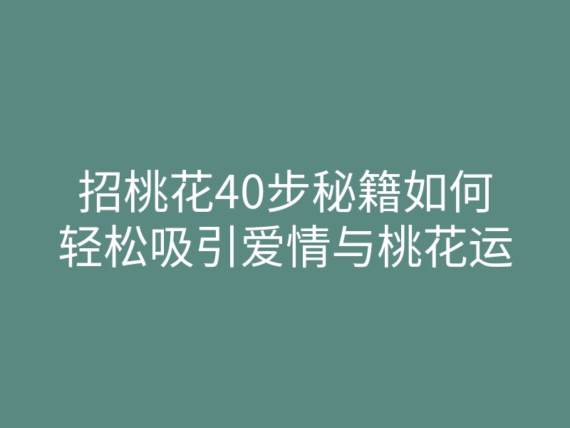 招桃花40步秘籍如何轻松吸引爱情与桃花运