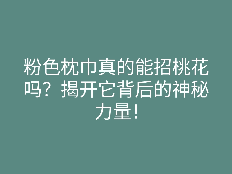 粉色枕巾真的能招桃花吗?揭开它背后的神秘力量!