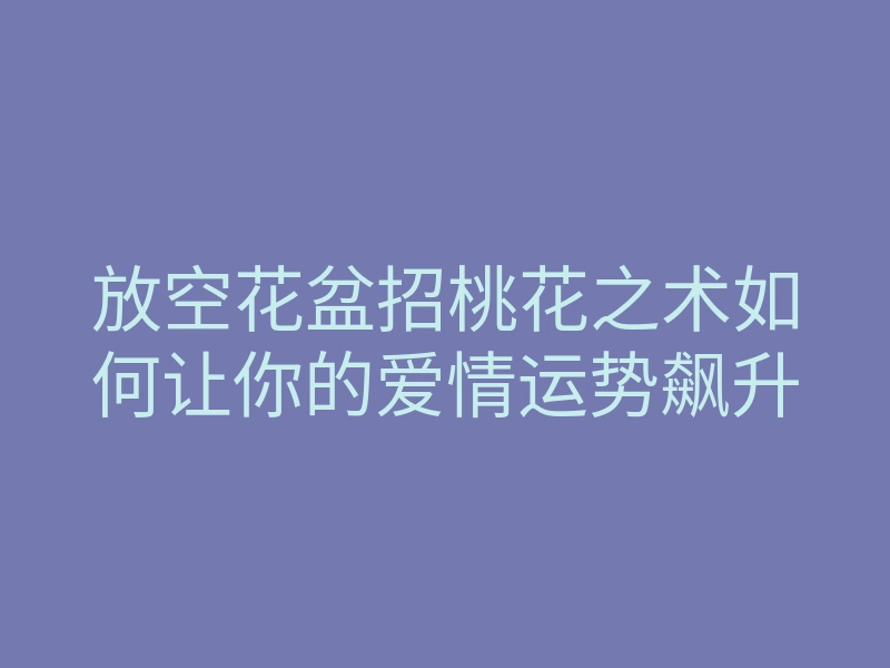 放空花盆招桃花之术如何让你的爱情运势飙升