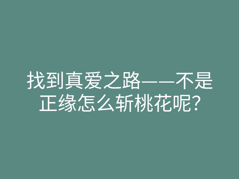 找到真爱之路——不是正缘怎么斩桃花呢?