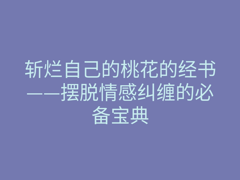 斩烂自己的桃花的经书——摆脱情感纠缠的必备宝典