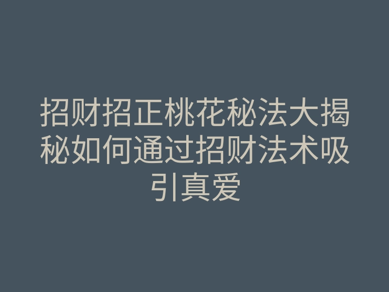 招财招正桃花秘法大揭秘如何通过招财法术吸引真爱