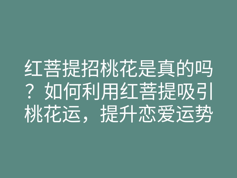 红菩提招桃花是真的吗?如何利用红菩提吸引桃花运,提升恋爱运势的方法