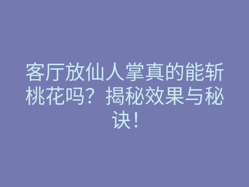 客厅放仙人掌真的能斩桃花吗?揭秘效果与秘诀!