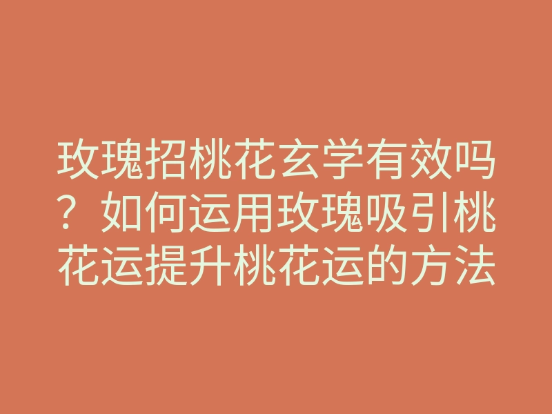 玫瑰招桃花玄学有效吗?如何运用玫瑰吸引桃花运提升桃花运的方法