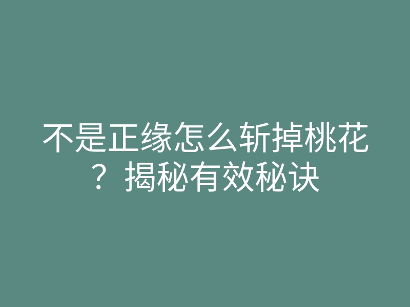 不是正缘怎么斩掉桃花?揭秘有效秘诀