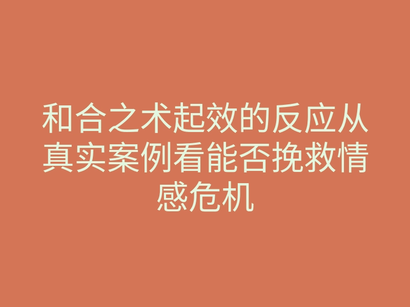 和合之术起效的反应从真实案例看能否挽救情感危机