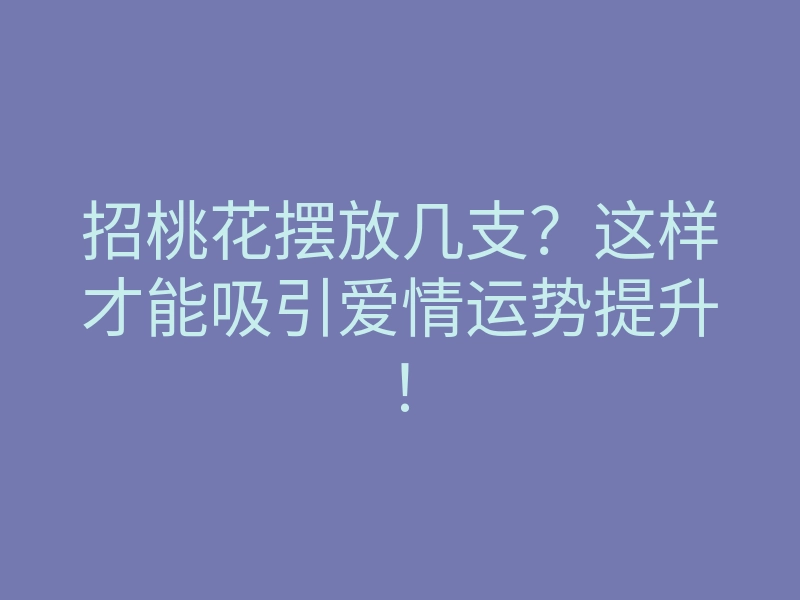 招桃花摆放几支?这样才能吸引爱情运势提升!