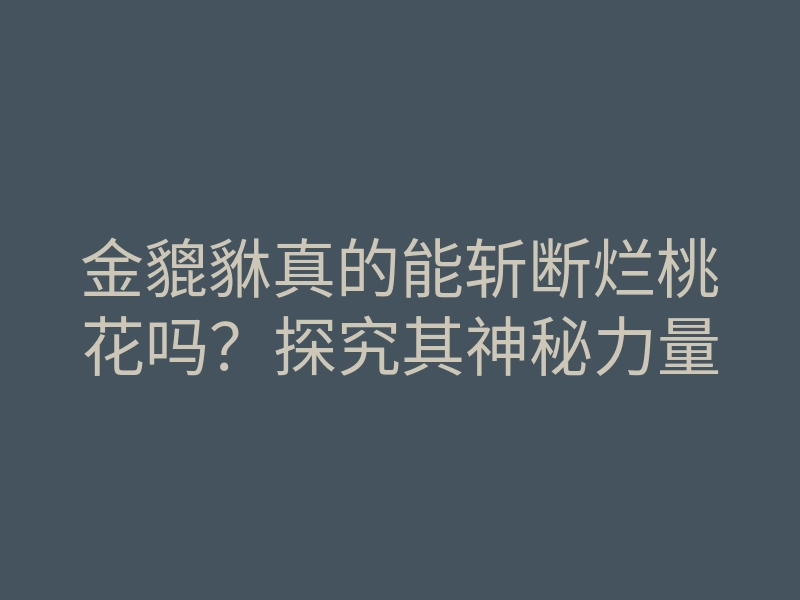 金貔貅真的能斩断烂桃花吗?探究其神秘力量
