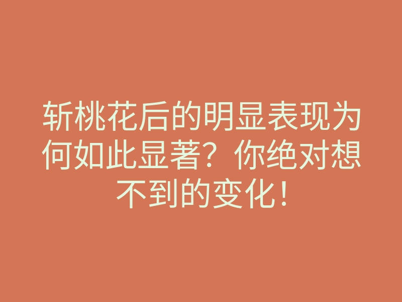斩桃花后的明显表现为何如此显著?你绝对想不到的变化!