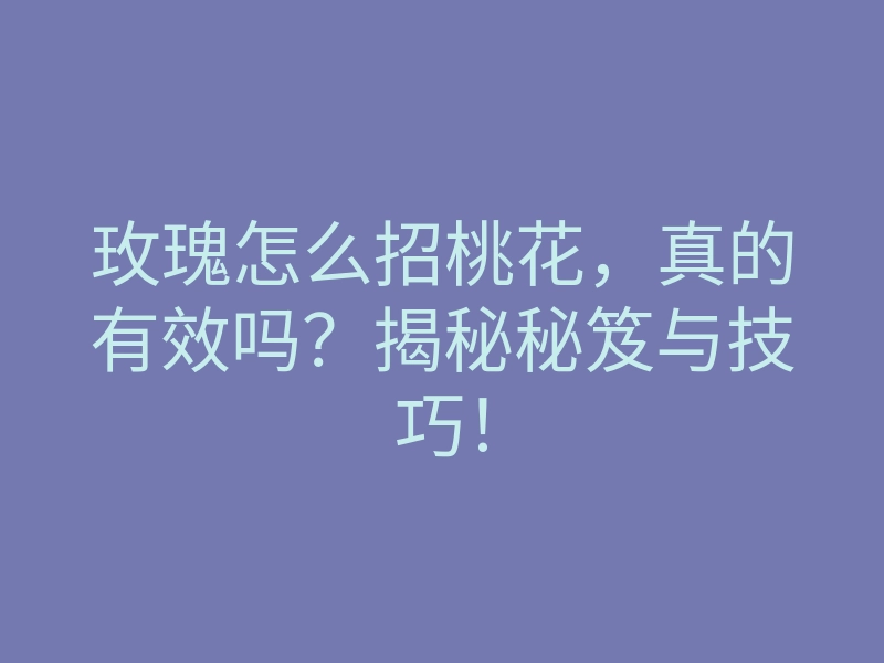 玫瑰怎么招桃花,真的有效吗?揭秘秘笈与技巧!