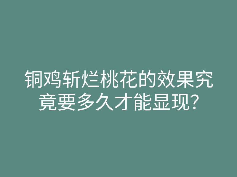 铜鸡斩烂桃花的效果究竟要多久才能显现？