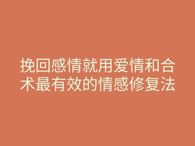 挽回感情就用爱情和合术最有效的情感修复法