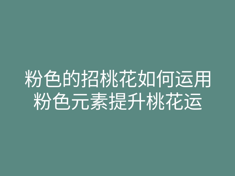 粉色的招桃花如何运用粉色元素提升桃花运