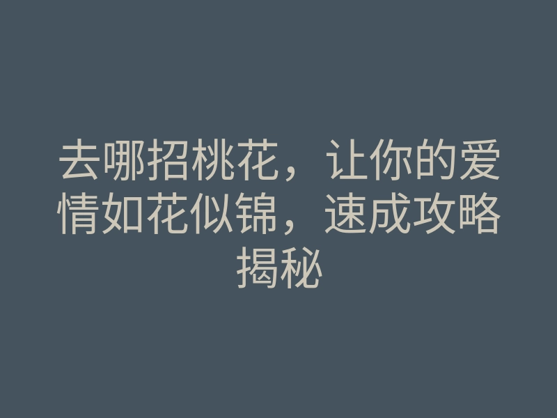 去哪招桃花,让你的爱情如花似锦,速成攻略揭秘