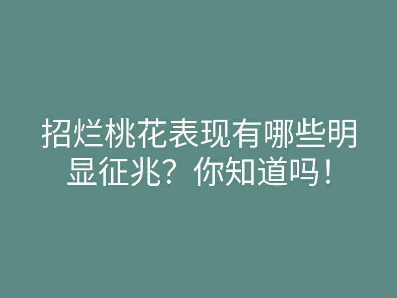 招烂桃花表现有哪些明显征兆?你知道吗!