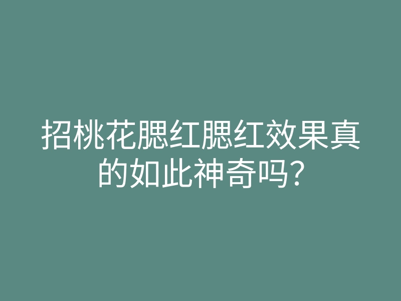 招桃花腮红腮红效果真的如此神奇吗?