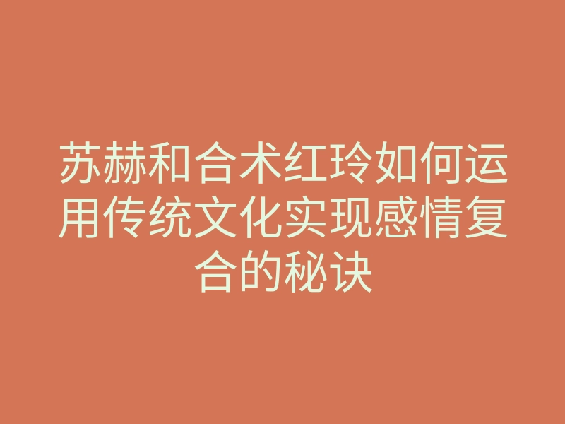 苏赫和合术红玲如何运用传统文化实现感情复合的秘诀