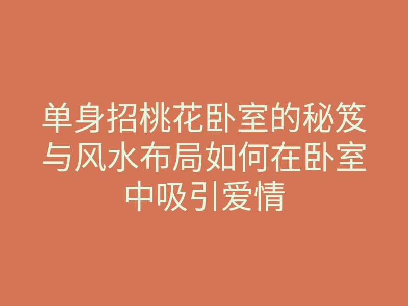 单身招桃花卧室的秘笈与风水布局如何在卧室中吸引爱情