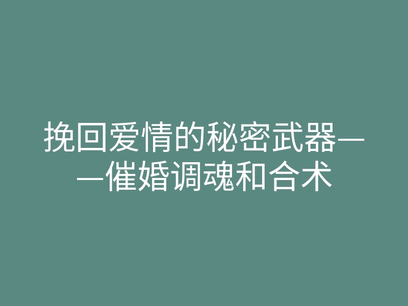 挽回爱情的秘密武器——催婚调魂和合术