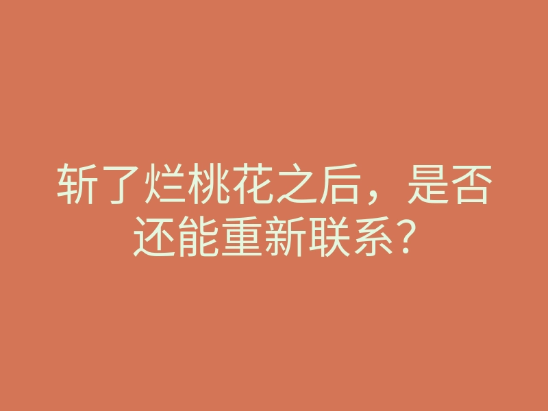 斩了烂桃花之后,是否还能重新联系?