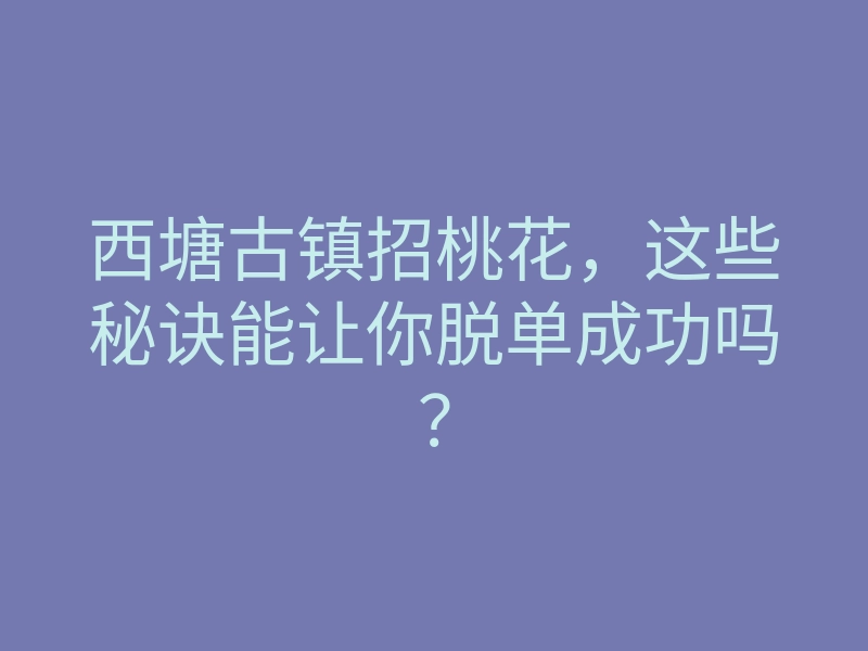 西塘古镇招桃花,这些秘诀能让你脱单成功吗?